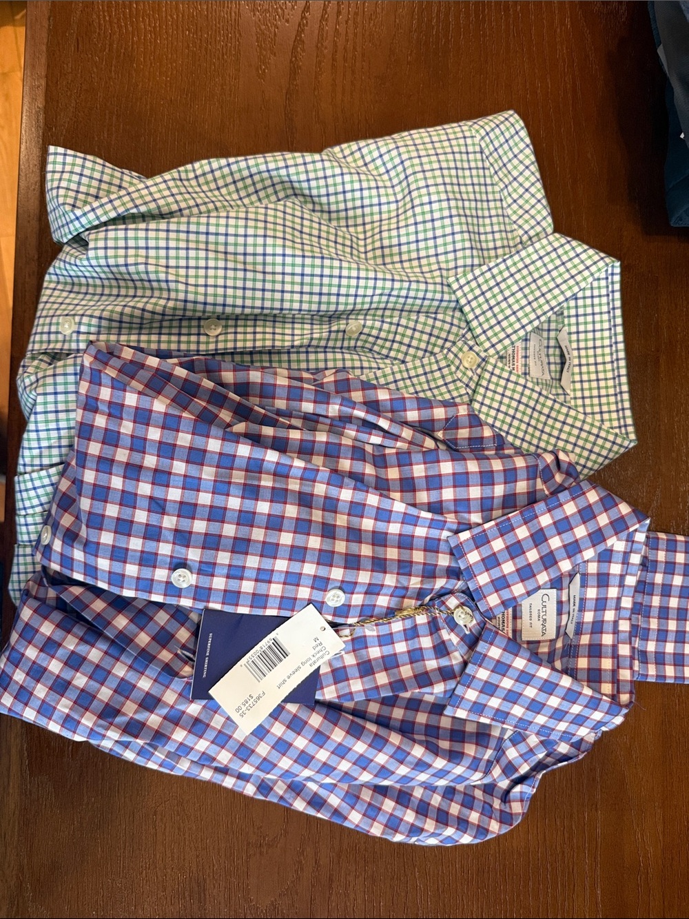 CUTTER & BUCK Men's Blue and Red Gingham Button-Down Shirt